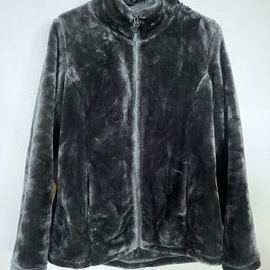 Plush Gray Zip-Up Jacket